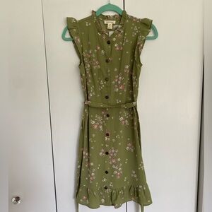 Monteau Green Flower Print Dress
